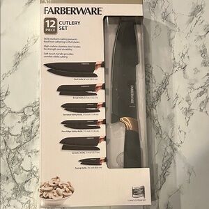NIB Farberware Black and Copper Knife Set